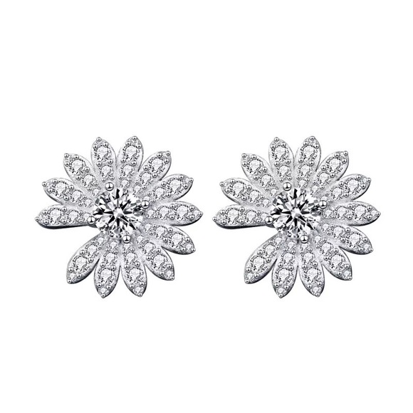 Jewelry - Certified 1ct. t.w. Diamond Flower Earrings 18k White Gold over Italian Silver